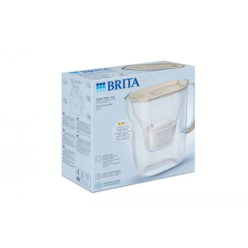 BRITA Style Essential Wasserfilter-Kanne 2,4 l mit 1 MAXTRA Pro Kartusche, Sand