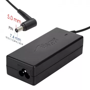 Akyga AK-ND-05 Notebook-Netzteil 19,5 V / 3,34 A, 65 W, 7,4 x 5,0 mm Stecker mit Pin, für Dell