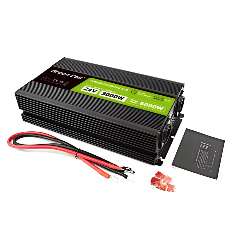 Auto-Wechselrichter Green Cell INVGC24P3000LCD 24V 3000W Reiner Sinus, 230V 50Hz, LCD, Typ F