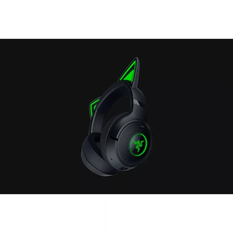 Razer Kraken Kitty V2 BT kabelloses Gaming-Headset, Bluetooth 5.2, Over-Ear, Mikrofon, Geräuschunterdrückung, Chroma RGB, 20–20.000 Hz, Schwarz