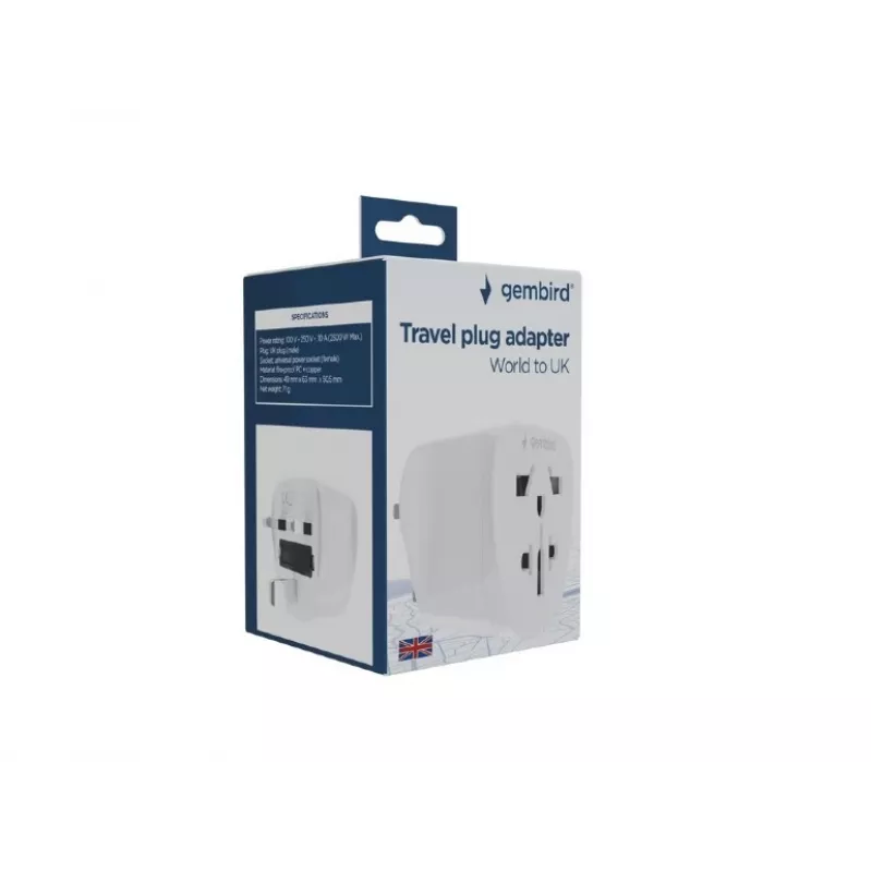 Gembird A-AC-UKMINTF World-to-UK-Netzadapterstecker, 10 A