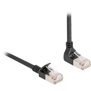 Netzwerkkabel DeLOCK RJ45 Cat.6A S/FTP schlank 90° 3 m Schwarz