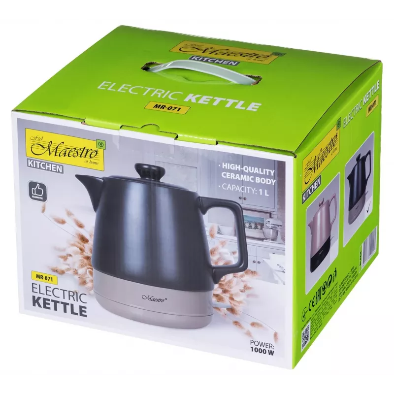 Maestro MR-071 Wasserkocher, Keramik, 1 l, Schwarz