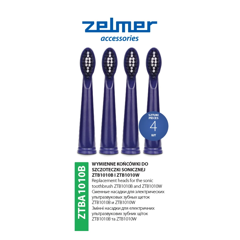 Zelmer ZTBA1010B Ersatzköpfe für Schallzahnbürste (4 Stk.)