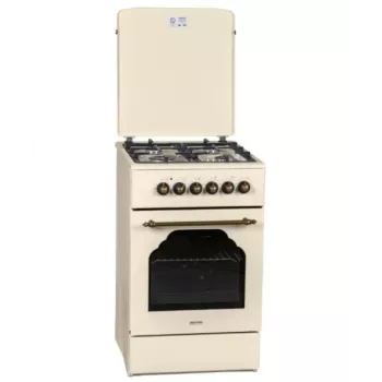 Gas-Elektroherd MPM MPM-56-KRM-14, 56 cm, 4 Gasbrenner, Elektrobackofen, creme