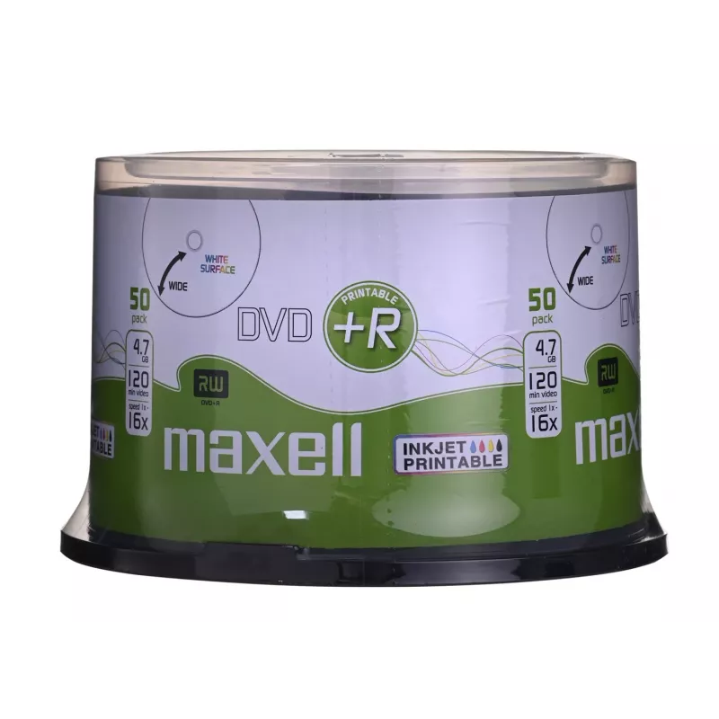 MAXELL DVD+R 4,7 GB 16x 50er-Packung bedruckbare Cakebox