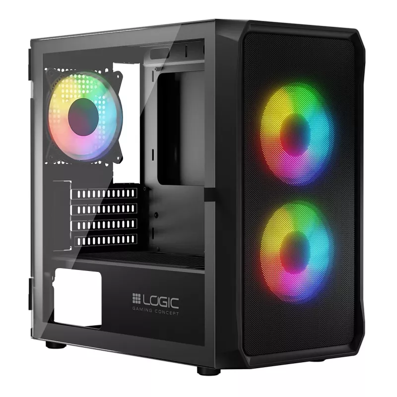 Computer-Gehäuse Logic Concept Portos Mini ARGB Micro ATX Schwarz
