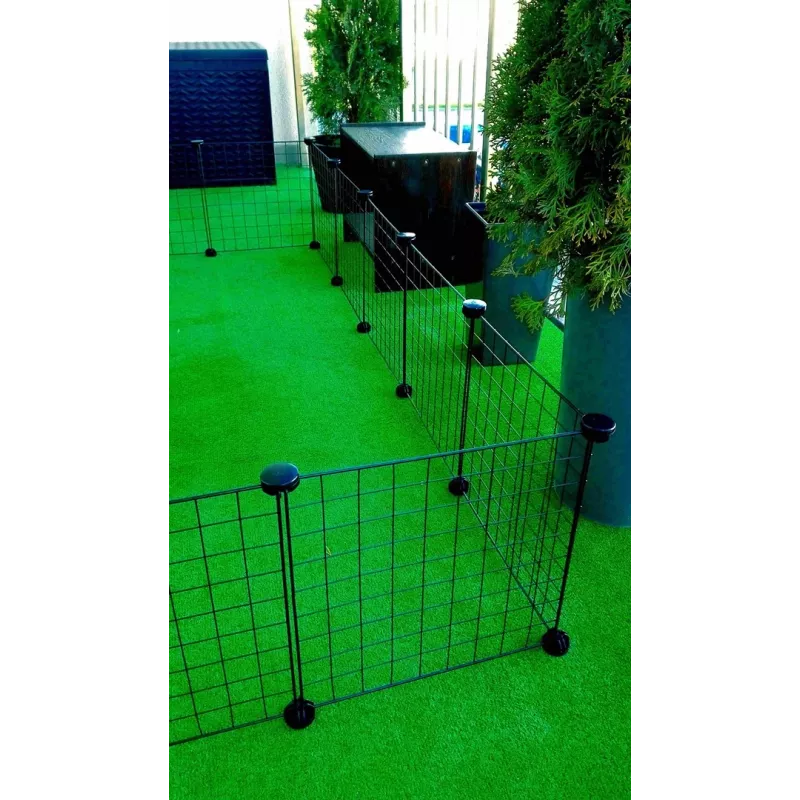 Hundezwinger C&C Modular 145×75×37 cm – Innen-/Außen-Haustierbox, modulare Plattenkonstruktion, schwarz