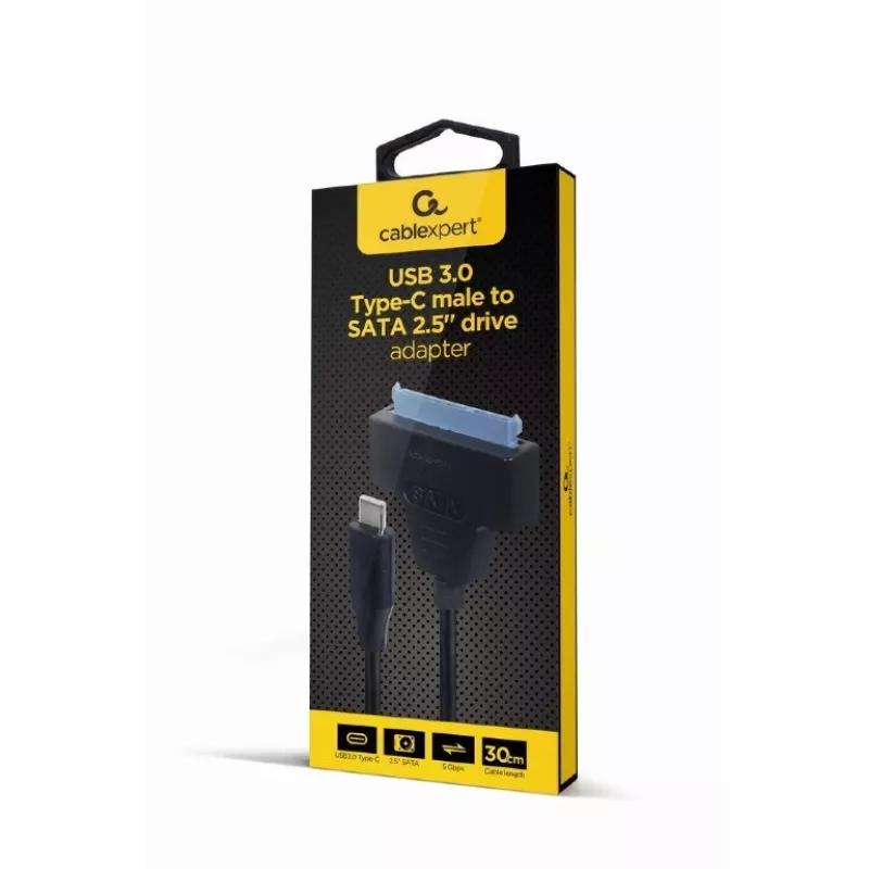 Gembird AUS3-03 USB-C-auf-2,5-Zoll-SATA-Laufwerksadapter, 0,2 m, Schwarz