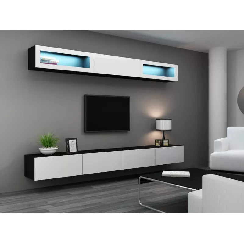Cama Wohnzimmer-Schrankset VIGO 11 schwarz/weiß glänzend
