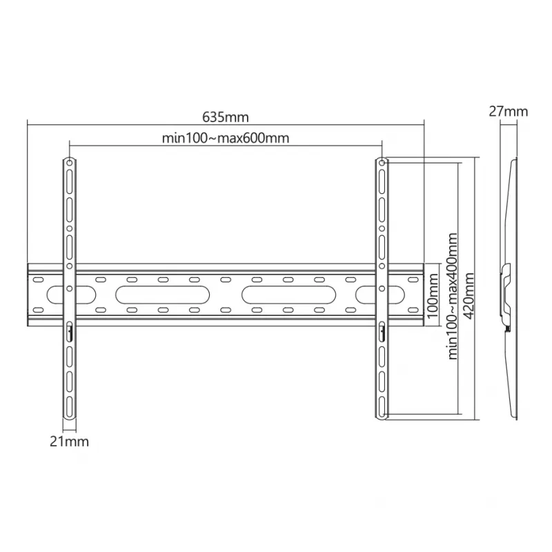 Sbox PLB-2546F-2 feste TV-Wandhalterung, 37–80 Zoll, bis 45 kg, VESA 600x400