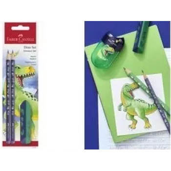 Graphit-Bleistift-Set Faber-Castell Dino HB Blau – HB Holzbleistifte, blauer Schaft, Set