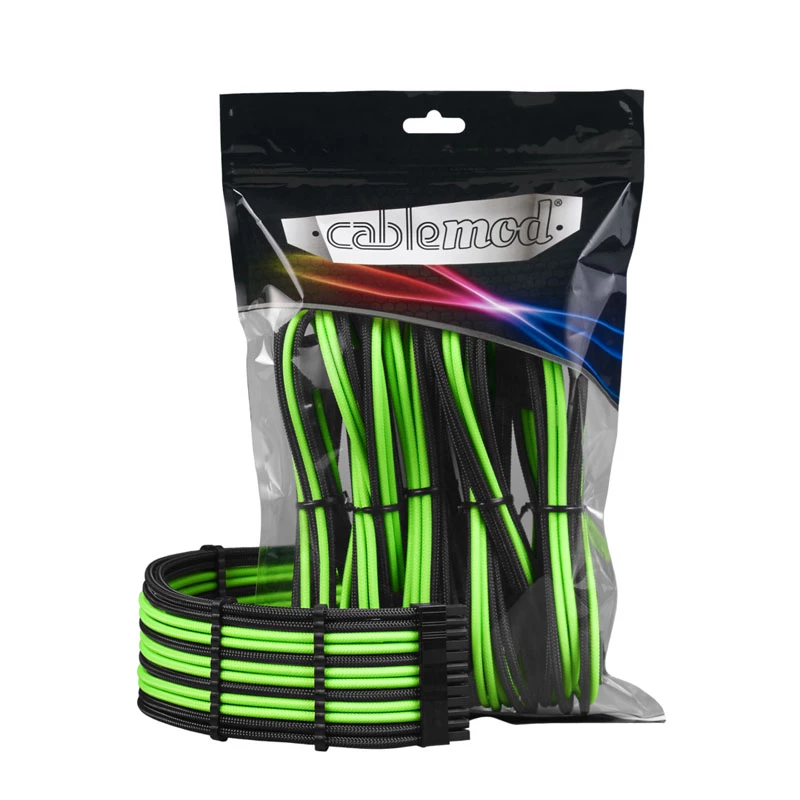 CableMod PRO ModMesh 12VHPWR Kabel Extension Kit schwarz/hellgrün, 3‑Pin 16‑Pin Set