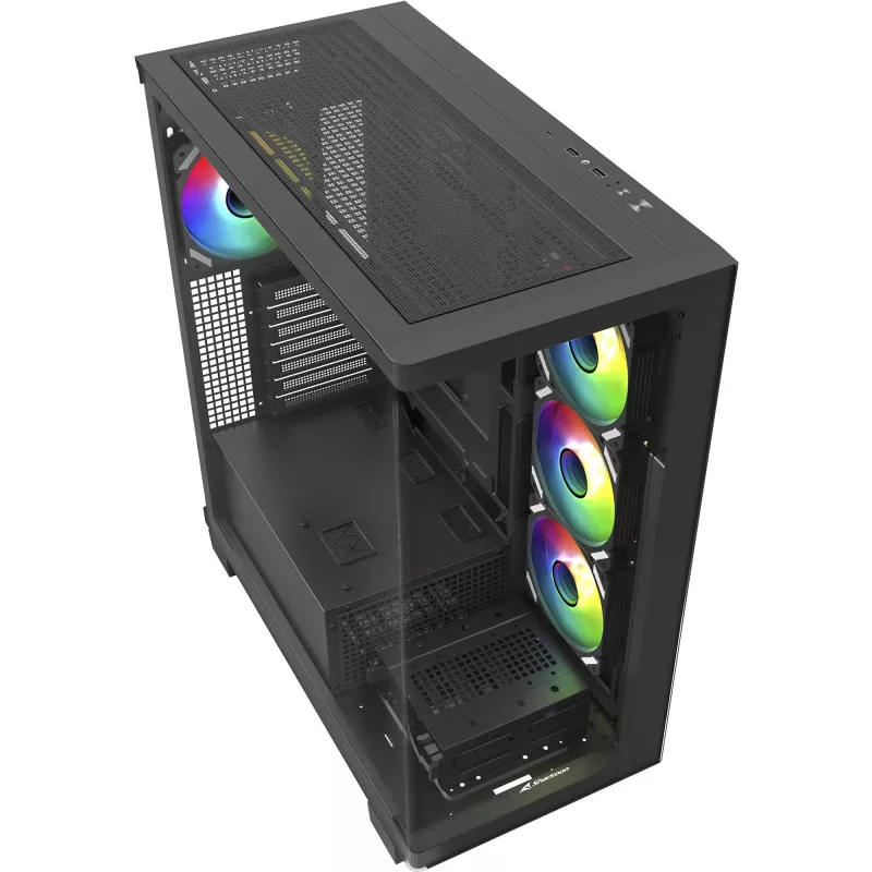 ELITE SHARK CA500, Tower-Gehäuse schwarz, 2x gehärtetes Glas