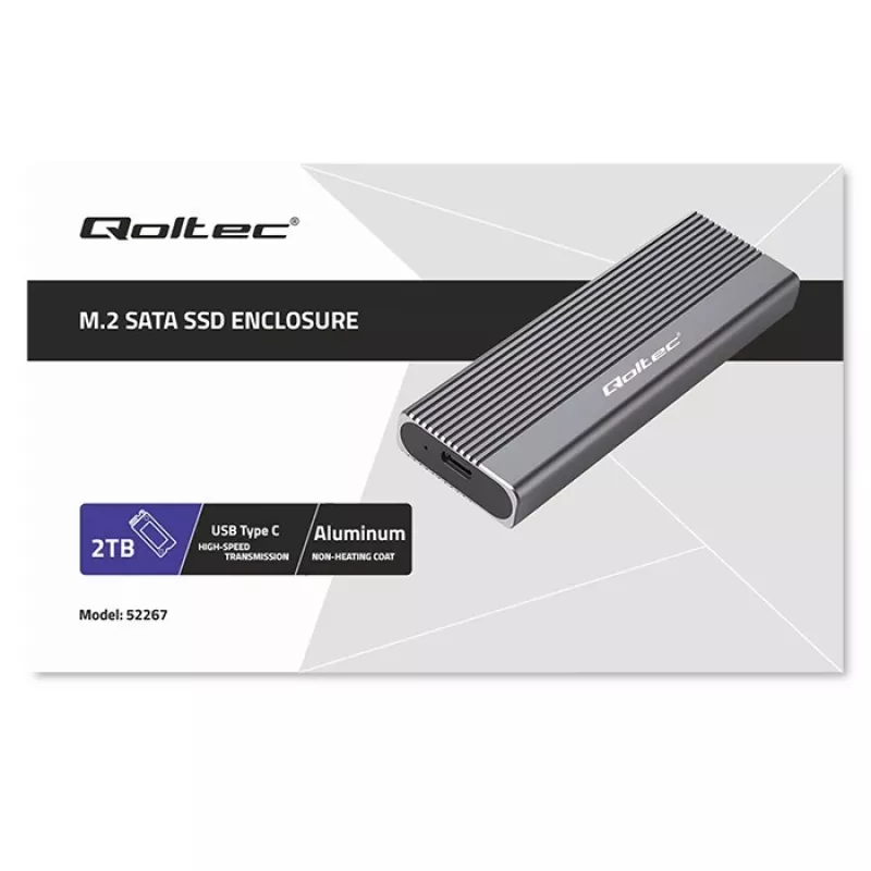 Qoltec Gehäuse für M.2-SATA-(NGFF)-SSD, USB-C