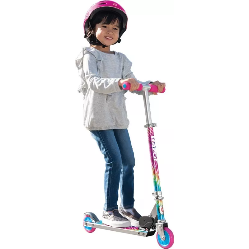 Kinderroller Razor A Tie-Dye — faltbarer 2-Rad-Aluminium-Roller, verstellbarer Lenker, ABEC-5, max. Belastung 65 kg