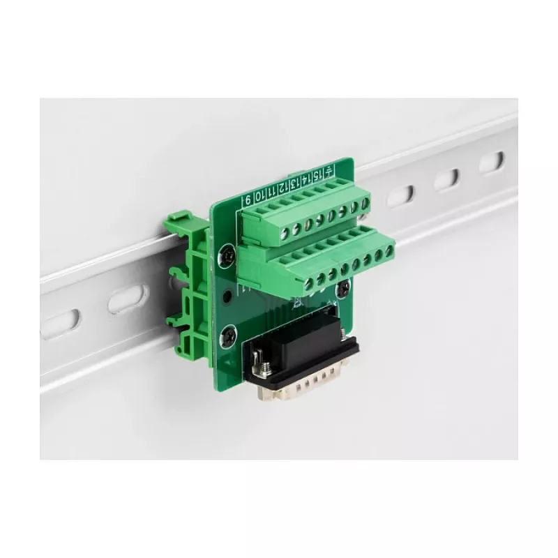DeLOCK 66909 D-Sub 15-Pin-Stecker zu 16-poligem Klemmenblock-Adapter für Hutschiene