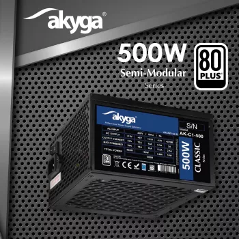 Akyga Classic AK-C1-500 ATX-Netzteil 500 W, 80 PLUS, aktive PFC, 120-mm-Lüfter