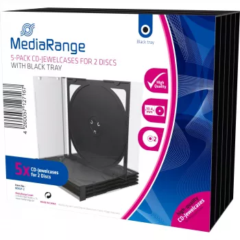 MediaRange BOX31-2 CD-/DVD-Jewelcase für 2 Discs, schwarz/transparent, 5er-Pack