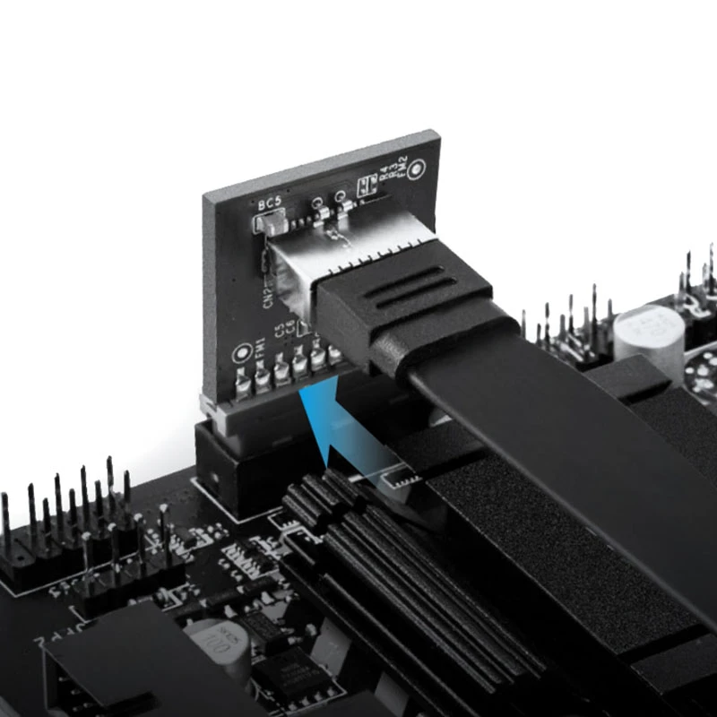 GrauGear interner 19-Pin USB 3.0 zu USB 3.1 Type-E 20-Pin Key A Adapter, 90 Grad