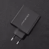 Qoltec 51716 Wandladegerät 63 W, USB-C PD + USB QC 3.0, 5-20 V 1,5-3 A, Schwarz