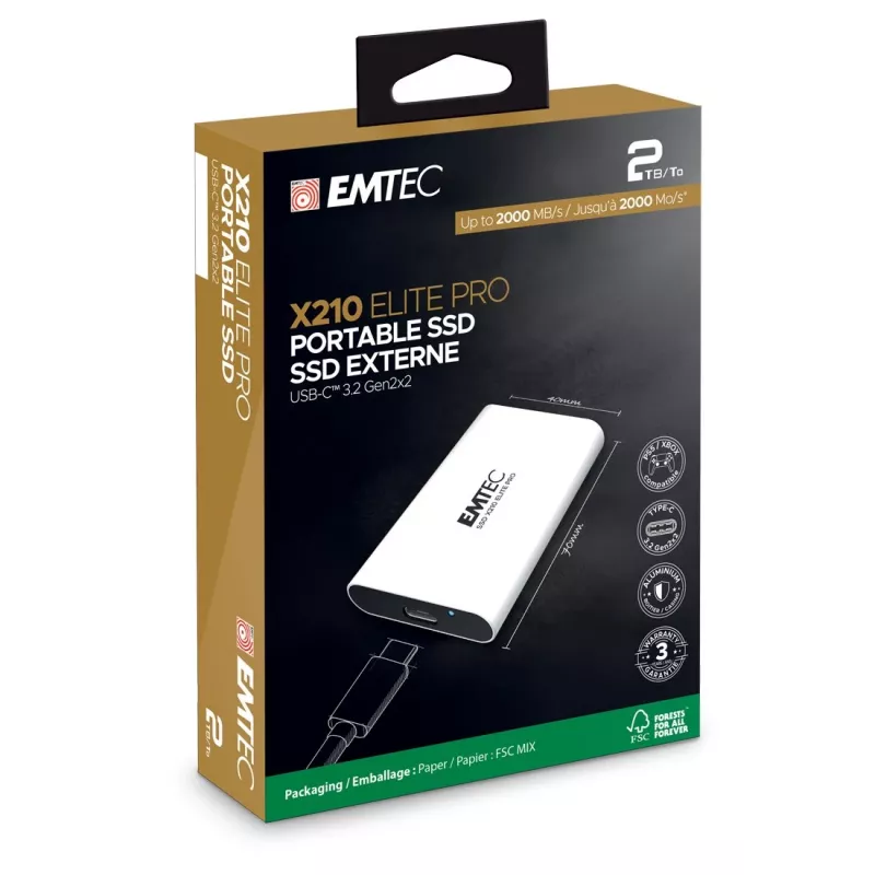 Emtec X210 Elite Pro 1TB portable SSD, USB 3.2 Gen 2, weiß