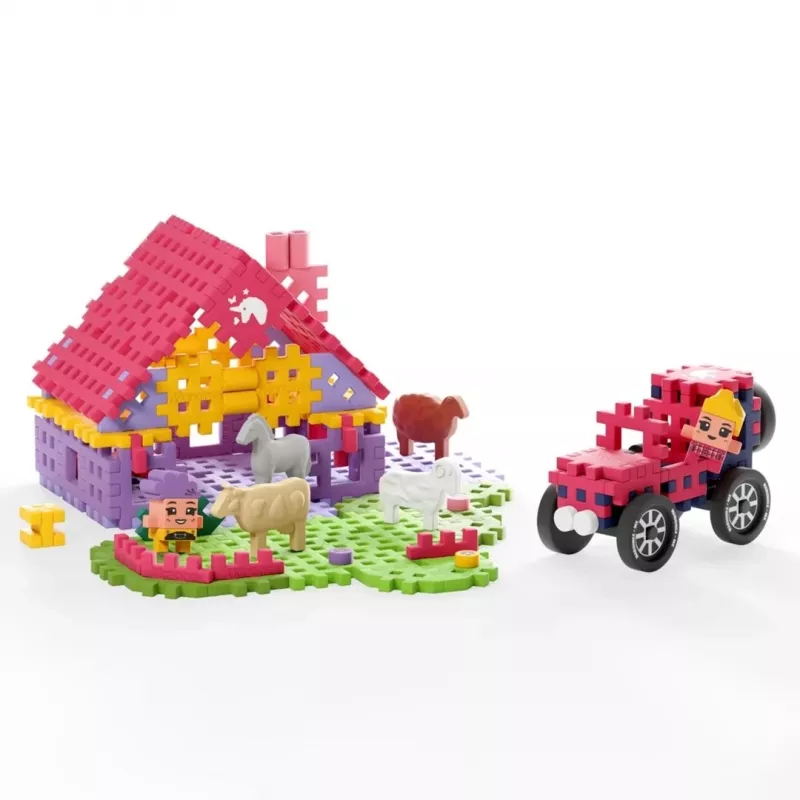 Marioinex Mini Waffle 112-teiliger Baukasten – Farmer Urocze Ranczo, mehrfarbig, Alter 6+