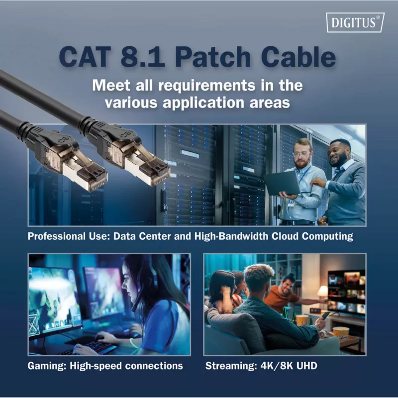 Digitus DK-1843-005 CAT 8.1 S/FTP Patchkabel 0,5 m, Schwarz