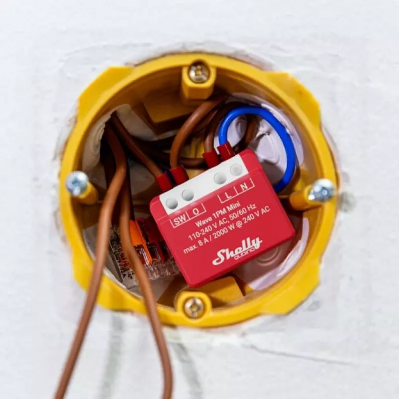 Shelly Qubino Wave 1PM Mini Z-Wave Mess-Schaltaktor Rot