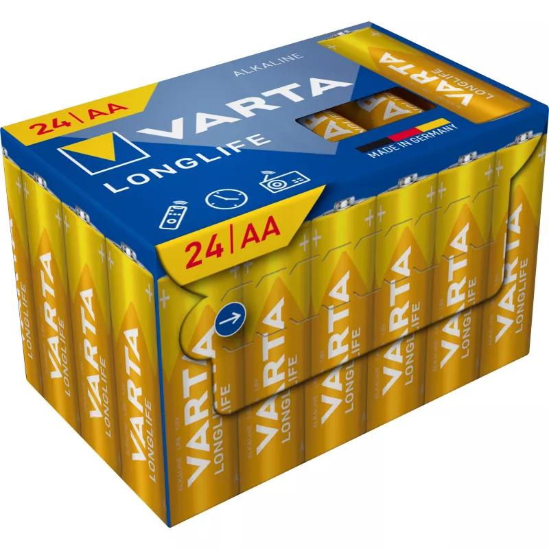 Varta Longlife AA (Mignon) LR6 Alkaline-Batterien 4106301134, 1,5 V, Cube 24er-Pack