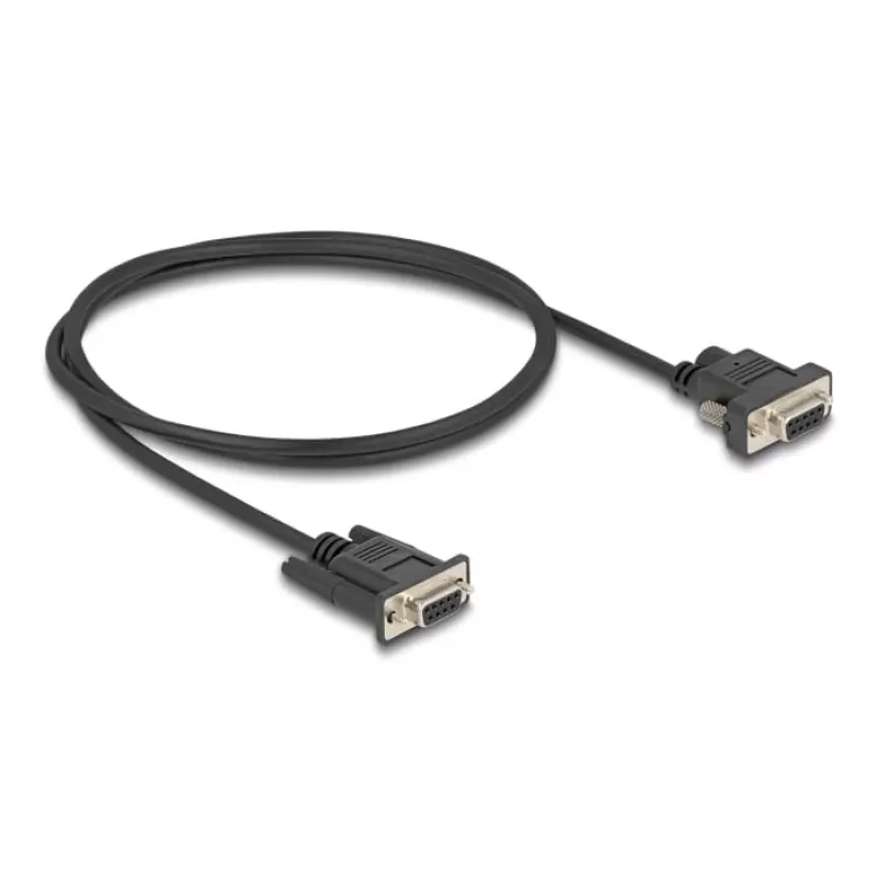 Delock RS-232 Serielles Kabel, D-Sub 9 Buchse mit Stromversorgung auf Pin 9 (DC 5,5 x 2,1 mm), 1 m, Schwarz
