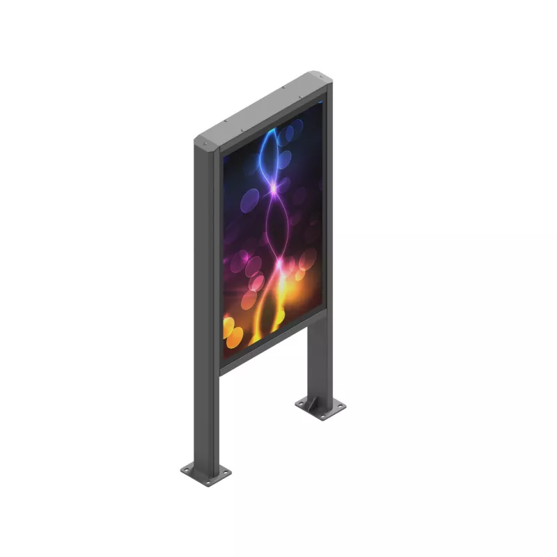 Edbak POK101 Stahlgehäuse für Digital Signage Display, Schwarz, Hochformat 862x200x1981mm