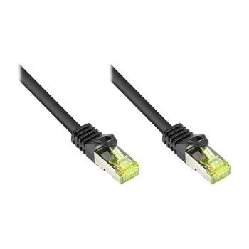 RJ45 Patchkabel mit Cat.7 Rohkabel und Knickschutz (RNS®), S/FTP, PiMF, halogenfrei, 600 MHz, OFC, schwarz, 1,5 m, Good Connections® (8070R-015S)