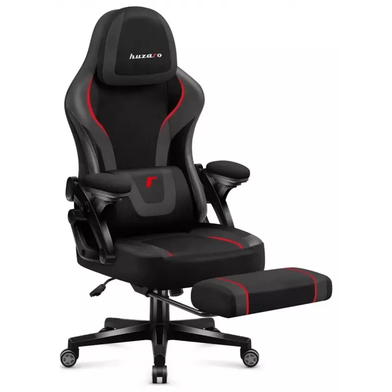 Gaming-Stuhl huzaro Force 4.6 — ergonomischer Stoffsitz, höhenverstellbar, neigbar, Lordosenstütze, 130 kg max., Sitzbreite 41 cm