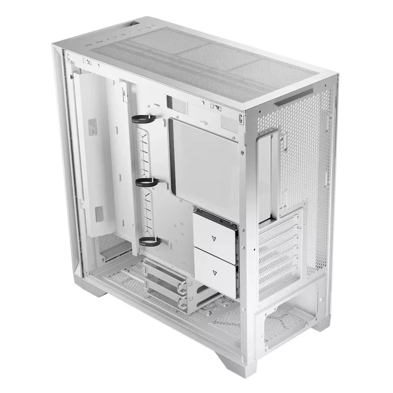 Modecom Volcano Expanse S Midi-Tower-PC-Gehäuse, ATX/Micro-ATX/Mini-ITX, Temperglas, USB-C, Grafikkarte bis 430 mm, Weiß