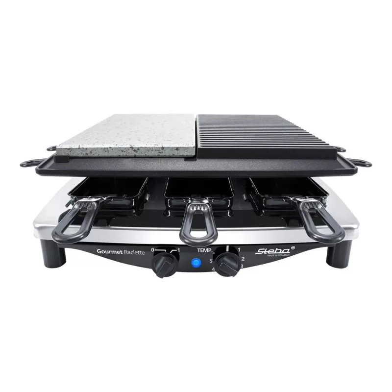 Steba RC 4 Plus Deluxe Chrome Raclette-Grill, Edelstahl/Schwarz