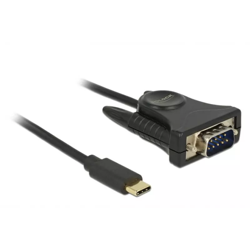 Delock 62964 USB-C auf Seriell DB9 RS-232 Adapter, 1,8 m, Schwarz