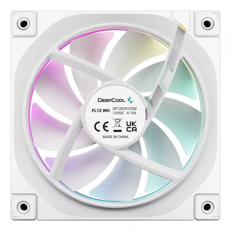 DeepCool FL12 WH 3-in-1 120-mm-Gehäuselüfter (3 Stück), 2150 U/min, fluiddynamisches Lager, 4-Pin-PWM, Weiß