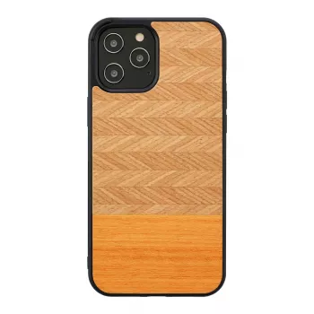 Schutzhülle Man and Wood für iPhone 12 Pro Max — Fischgrät orange schwarz