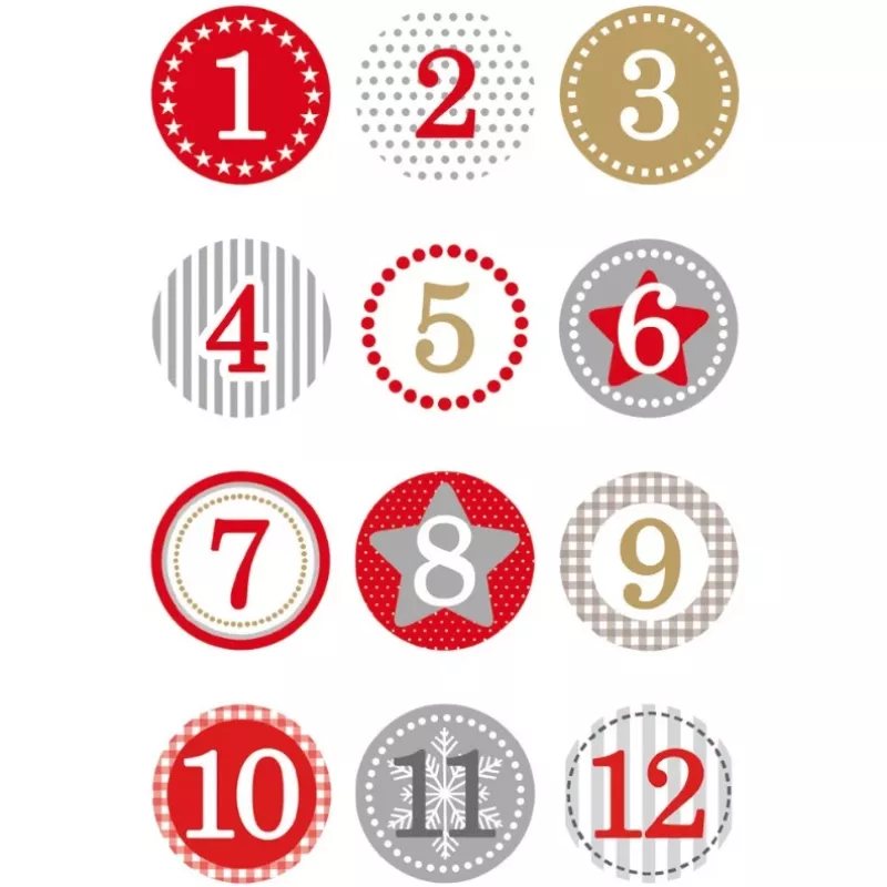 HERMA Sticker Adventskalender 1-24 rot Ø 2 cm 24 Stück