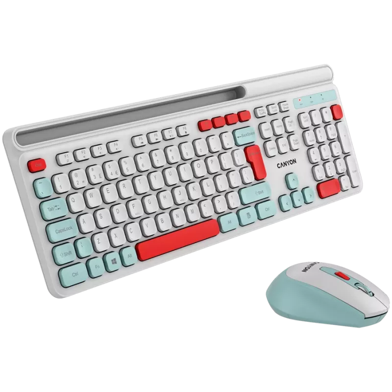 CANYON HSET-W5 EN Tastatur+Maus AAA+AA kabellos Weiß