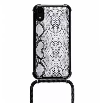 Lookabe Necklace Snake Edition Handyhülle für iPhone XR, Silber/Schwarz