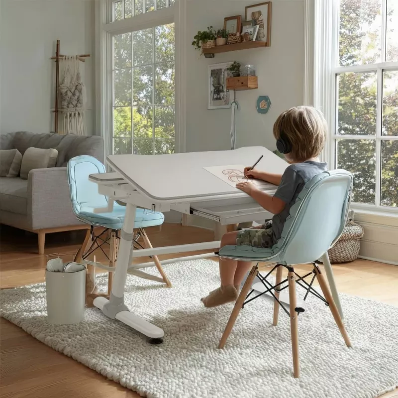 Ergo Office Kinder ergonomisch höhenverstellbarer Schreibtisch, grau, max. 100 kg, ER-417 2cz