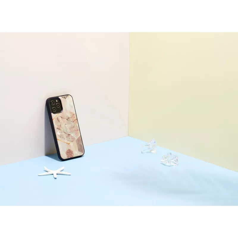 Schutzhülle iKins für Apple iPhone 12 / 12 Pro – Pink-Marmor-Design