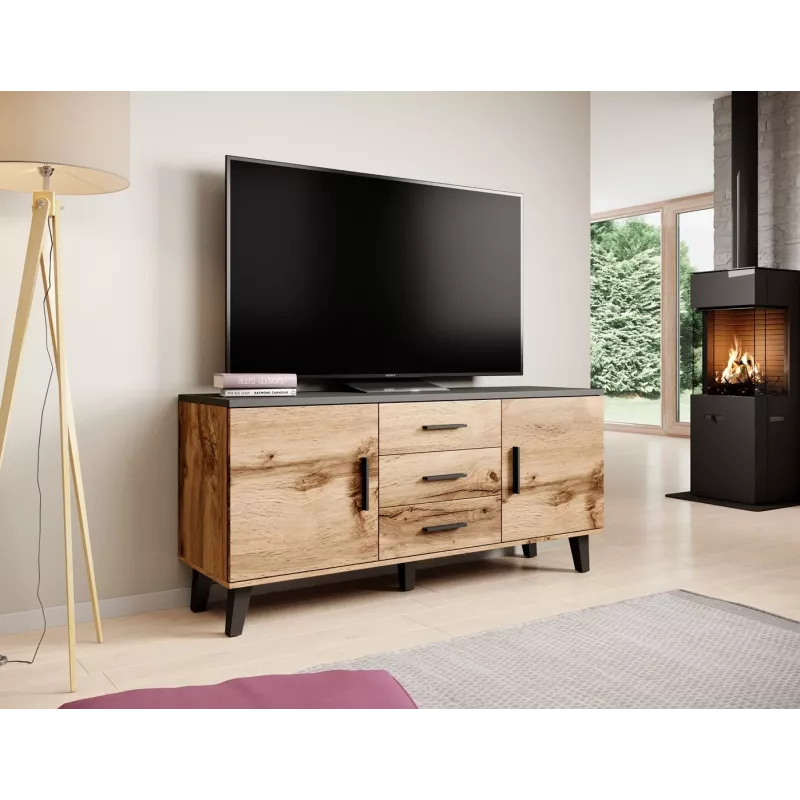 Cama sideboard LOTTA 150 2D3S wotan oak + mat Schwarz