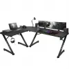 Huzaro Hero 7.0 Eck-Gaming-Computertisch, rechteckig, Carbonfaser, Aluminium, 154×48×72,5 cm, schwarz
