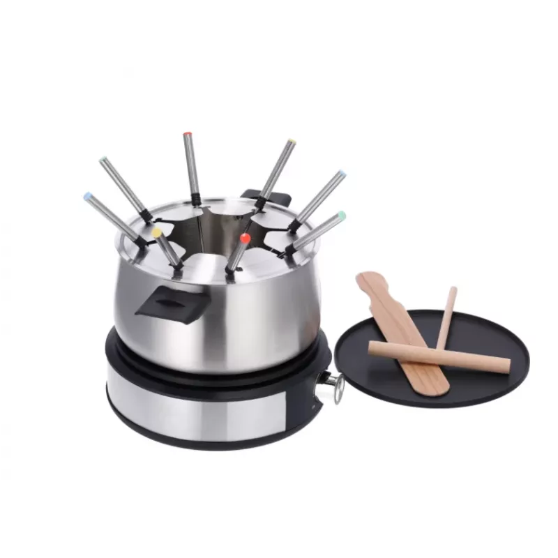 Severin FO 2471 Fondue- und Crêpe-Kombination, Schwarz/Edelstahl