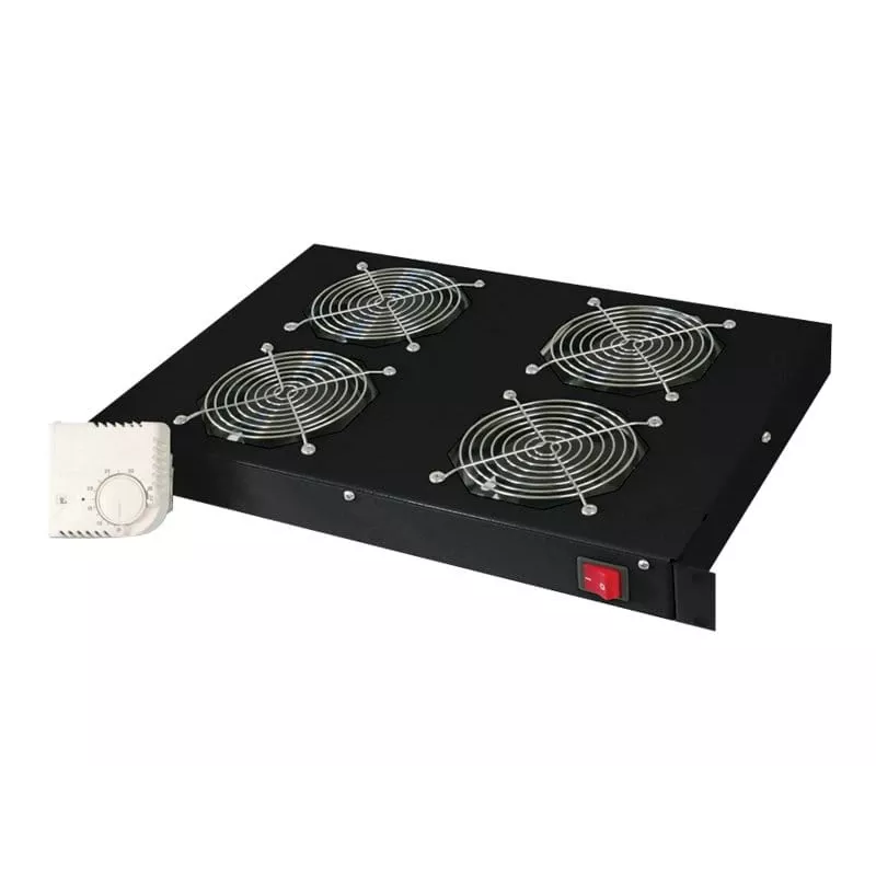Digitus DN-19 FAN-4-HO-SW 19-Zoll-Dachlüftereinheit, 4 Lüfter, Thermostat, schwarz