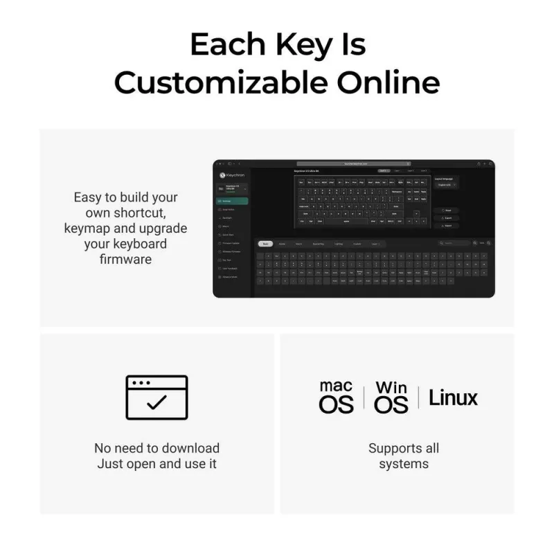 Mechanische Tastatur Keychron V3 Ultra 8K — Kabelgebunden & Bluetooth, QWERTY-Layout, RGB LED, Schwarz