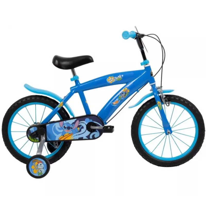 Kinderfahrrad HUFFY Disney Stitch 16 Zoll mit Stützrädern, Rücktrittbremse